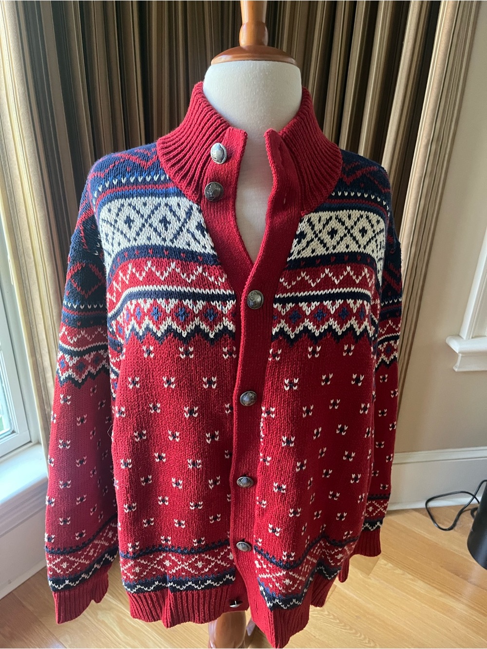 Polo Ralph Lauren Buffalo Nickel Button Fair Isle Cardigan Sweater